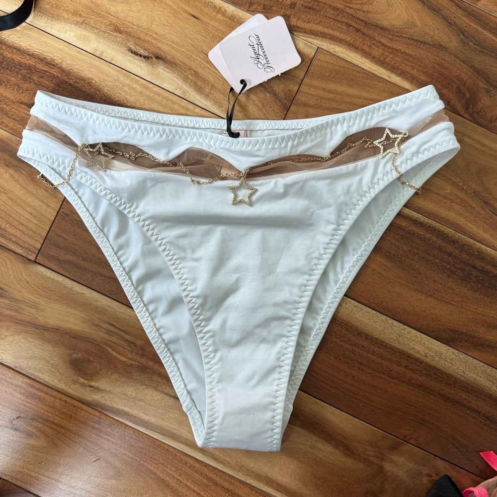 Agent Provocateur STASIA BIKINI BRIEF Bottom w/Gold Star Chain orig. Price $395.